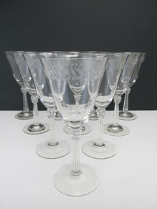 lot 135 image: Set of 10 FOSTORIA Laurel Leaf Pattern Crystal Wine Goblets
