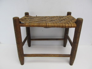 lot 136 image: Antique Wood Splint Stool