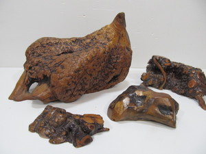lot 262 image: 4 Natural Burl Wood Chunks