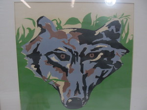 lot 268 image: Vintage Framed Signed Silkscreen Timberwolf Print - OConnor - The Eyes of Nature