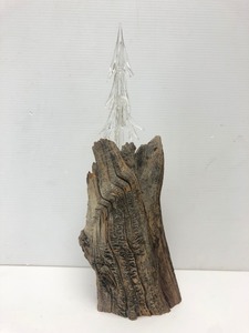 lot 151 image: Signed Hand Made Glass Tree Sculpture on Wood Base