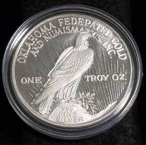 1 TROY OZ. .999 FINE SILVER PEACE DOLLAR DESIGN IN AIRTITE