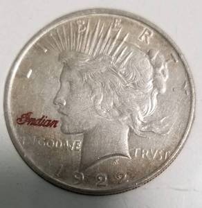 1922-D PEACE DOLLAR INDIAN MOTORCYCLE RARE ADVERTISING PIECE