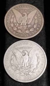 2 MORGAN SILVER DOLLARS 1882-S 1900-O