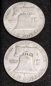 2 FRANKLIN HALF DOLLARS 1954-D 1959-D