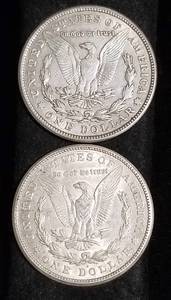 2 1921-S MORGAN SILVER DOLLARS