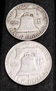 2 FRANKLIN HALF DOLLARS 1958-D 1959-D