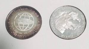 2 SILVER ROUNDS WHITMAN RED AND BLUE SET (.999 & .925)