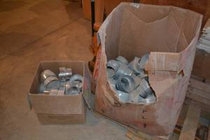 2 Large Boxes of 5 to 4 Galvanized Duct Work Adapters