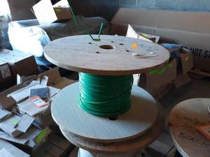 Spool of 6ga Single Strand Wire, THHN 3002197, Spool measures 24 x 13 - Green