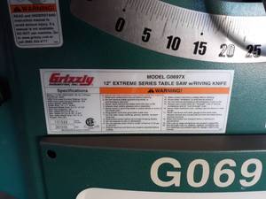 Grizzly Model G0697X 12 Table Saw
