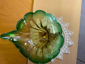 Green & Amber Flower Vase