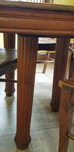 lot 37 image: Antique Oak Carved Square Table with Schoolhouse Chairs