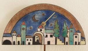 lot 84 image: Italian Ceramic Wall Clock with Pendulum