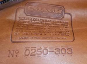 lot 140 image: Vintage Coach Handbag No. 0250-303