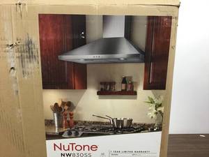 lot 1 image: NuTone30-In. Convertible Wall Mount Pyramid Chimney Range Hood with LED Light in Stainless Steel