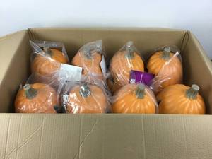 lot 38 image: LotOf 8 Home Accents Tall Realistic Lighted Jack O Lantern Pumpkin Halloween Decoration Prop 16
