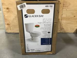 lot 39 image: Glacier Bay 2-piece 1.1 GPF1.6 GPF Dual Flush Round Toilet in White