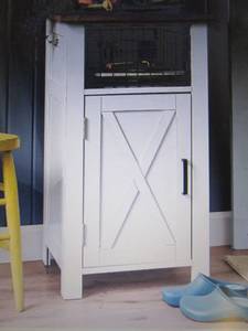 lot 3 image: Kaine Cabinet with Wire Basket open...