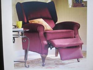 lot 24 image: Microfiber Wingback Recliner open b...