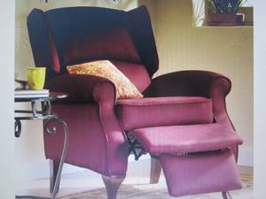 lot 25 image: Microfiber Wingback Recliner open b...