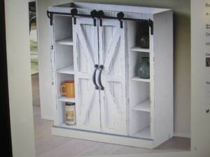 lot 32 image: Barn Door Cabinet open box Retail $...
