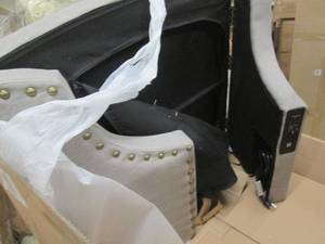 lot 33 image: Upholstered Headboard with Power Ou...
