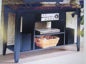 lot 85 image: Faux-Marble TV Stand open box Retai...