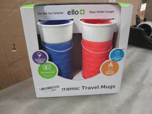 lot 123 image: Set of 2 Ceramic Travel Mugs...