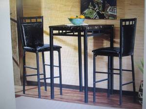 lot 218 image: Faux-Marble Bistro Set open box Ret...