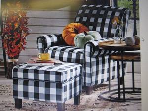 lot 220 image: Buffalo Check Armchair and Ottoman ...