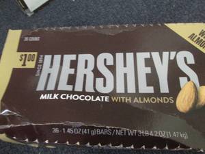 lot 243 image: Box of 36 Hersheys Bars with Almon...