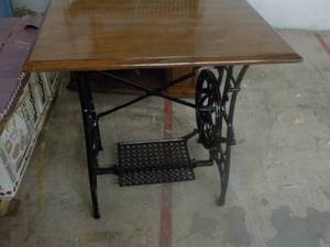 Table with Wood Top with Cast Iron ...