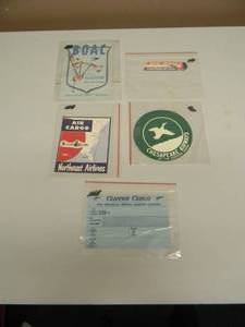 lot 3 image: VINTAGE 1950s AIRLINE LUGGAGE LABEL STICKERS - AMERICAN, B.O.A.C, NORTHEAST, CHESAPEAKE,  - RARE - SEE PICTURES