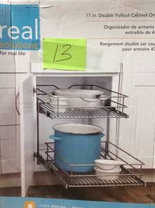 Real Solutions for Real Life 17.625 in. W x 21.75 in. D x 16.25 in. H Double Tier Pull-Out Multi-Use Basket Cabinet Organizer in good condition