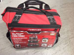 Husky 18 in. Rolling Tool Tote Bag Combo in good condition