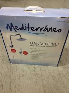Mediterraneo Sanmicheli 17 in. High Pressure Shower System with Vacuum Hand Shower Bracket in Stainless Steel Chrome Finish  in good condition