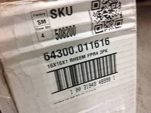 Case of Rheem 16 in. x 16 in. Basic Household Pleated FPR 4 Air Filter not used