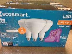 EcoSmart 75-Watt Equivalent BR40 Dimmable Energy Star LED Light Bulb Soft White (3-Pack) in good condition