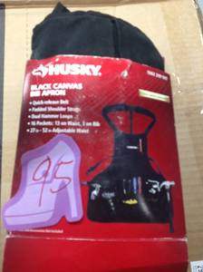 Husky 23.5 in. 16-Pocket Black Canvas Bib Apron in good condition