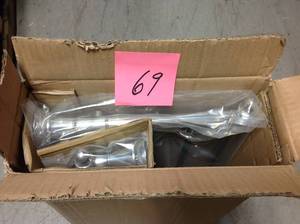 lot 69 image: 24 in. Towel Shelf with 3 Towel Hooks in Polished Chrome not used