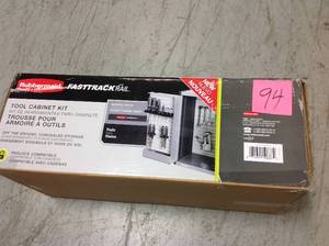 lot 94 image: FastTrack Garage 24 in. H x 24 in. W x 10-12 in. D Tool Cabinet Kit Rail Storage System (5-Piece) in good condition
