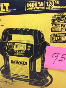 lot 95 image: DEWALT 1400 Peak Amp Jump Starter with Digital Compressor in good condition