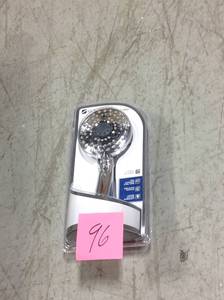 lot 96 image: Glacier Bay Lavmere 7-Spray 4.2 in. Single Wall Mount Handheld Adjustable Shower Head in Chrome in good condition