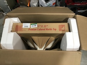 lot 155 image: Design House 552026 Cultured Marble Vanity Top 25, Solid White not used