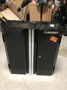 lot 160 image: Husky 29 in. H x 28 in. W x 12 in. D Steel Garage Wall Cabinet