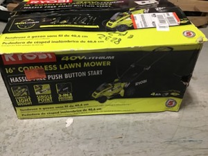 lot 158 image: RYOBI 16 in. 40-Volt Lithium-Ion Cordless Battery Walk Behind Push Lawn Mower - 4.0 Ah BatteryCharger Included in good conditions