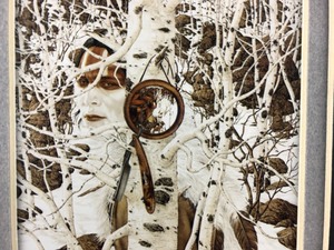 WILD Man Hidden in Birch Trees Artwork, Framed