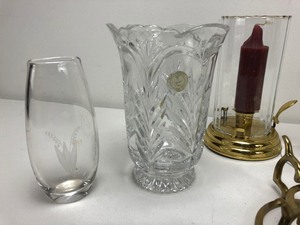 Vases and a Candle Holder, Includes Italian RCR Crystal Vase
