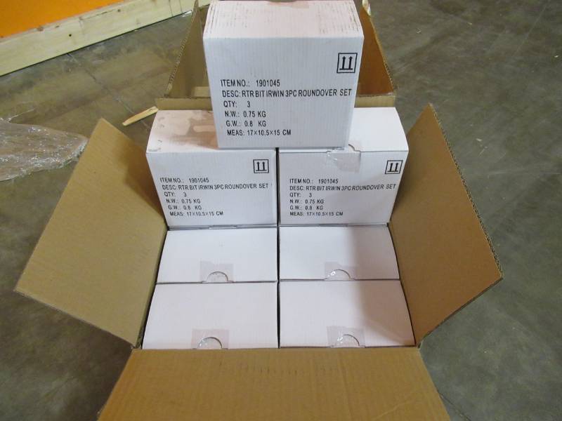 BRAND NEW FROM MANUFACTURER, 27 UNITS (Bit Packs) FOR RESALE IRWIN Roundover Router Bit Sets 1901045